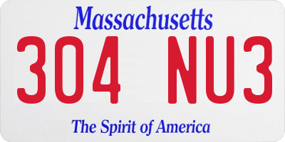 MA license plate 304NU3