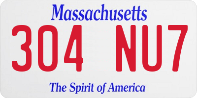 MA license plate 304NU7