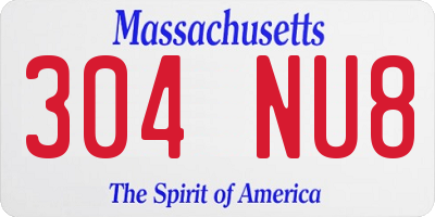 MA license plate 304NU8