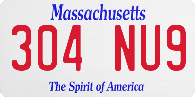 MA license plate 304NU9