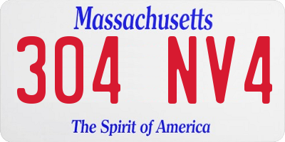MA license plate 304NV4