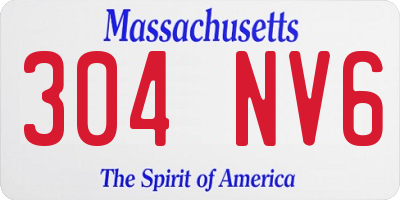 MA license plate 304NV6