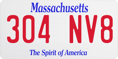 MA license plate 304NV8