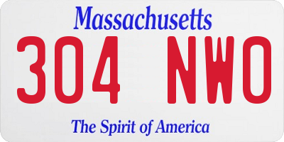 MA license plate 304NW0