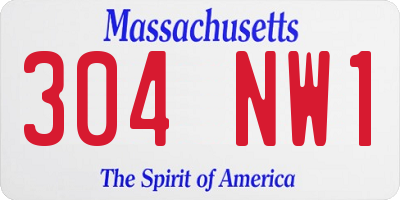 MA license plate 304NW1