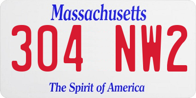 MA license plate 304NW2
