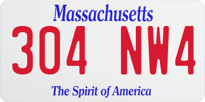 MA license plate 304NW4
