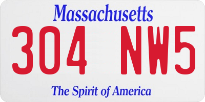 MA license plate 304NW5