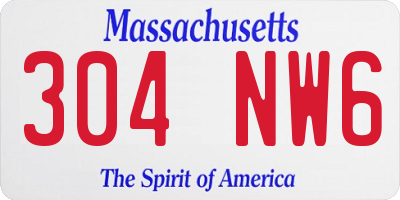 MA license plate 304NW6