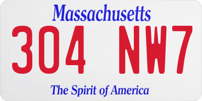 MA license plate 304NW7