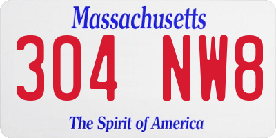 MA license plate 304NW8