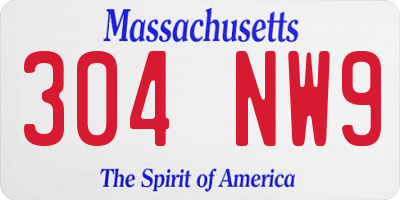 MA license plate 304NW9