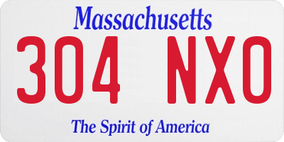 MA license plate 304NX0