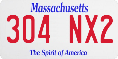 MA license plate 304NX2