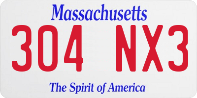 MA license plate 304NX3