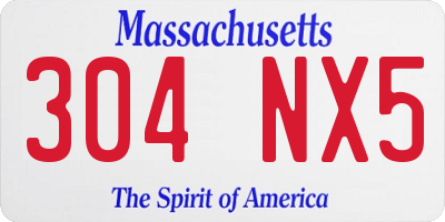 MA license plate 304NX5