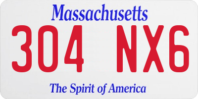 MA license plate 304NX6
