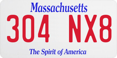 MA license plate 304NX8