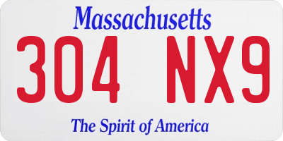 MA license plate 304NX9