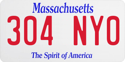 MA license plate 304NY0