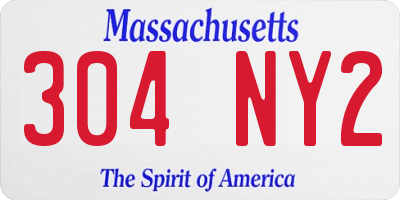 MA license plate 304NY2