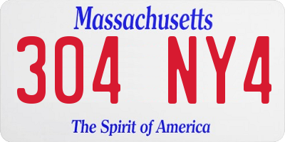 MA license plate 304NY4