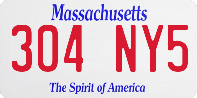 MA license plate 304NY5