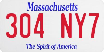 MA license plate 304NY7