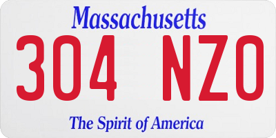 MA license plate 304NZ0