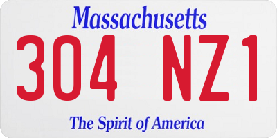 MA license plate 304NZ1