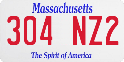 MA license plate 304NZ2