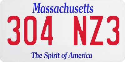 MA license plate 304NZ3