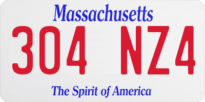 MA license plate 304NZ4