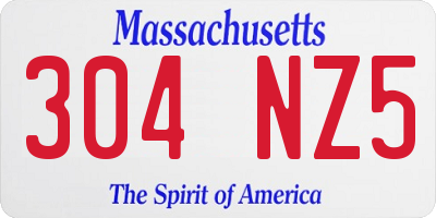 MA license plate 304NZ5