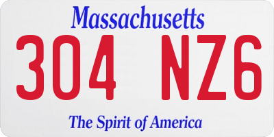 MA license plate 304NZ6