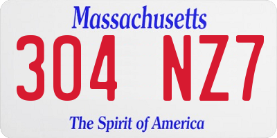 MA license plate 304NZ7