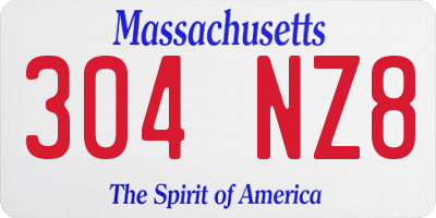 MA license plate 304NZ8