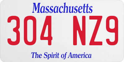 MA license plate 304NZ9
