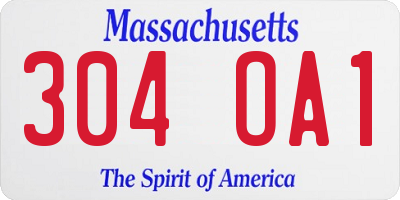 MA license plate 304OA1
