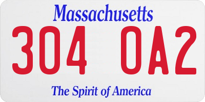 MA license plate 304OA2