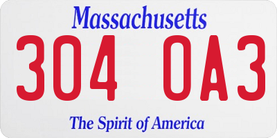 MA license plate 304OA3