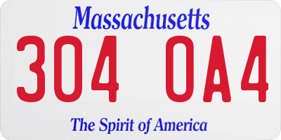 MA license plate 304OA4
