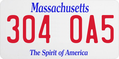 MA license plate 304OA5