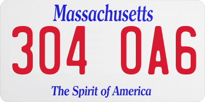 MA license plate 304OA6