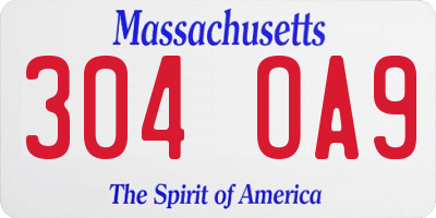 MA license plate 304OA9