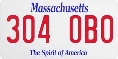 MA license plate 304OB0