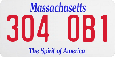 MA license plate 304OB1