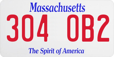 MA license plate 304OB2