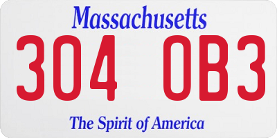 MA license plate 304OB3