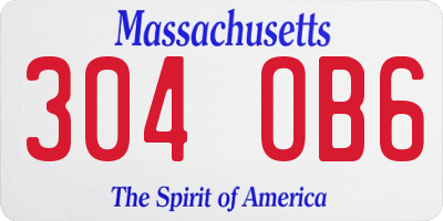 MA license plate 304OB6